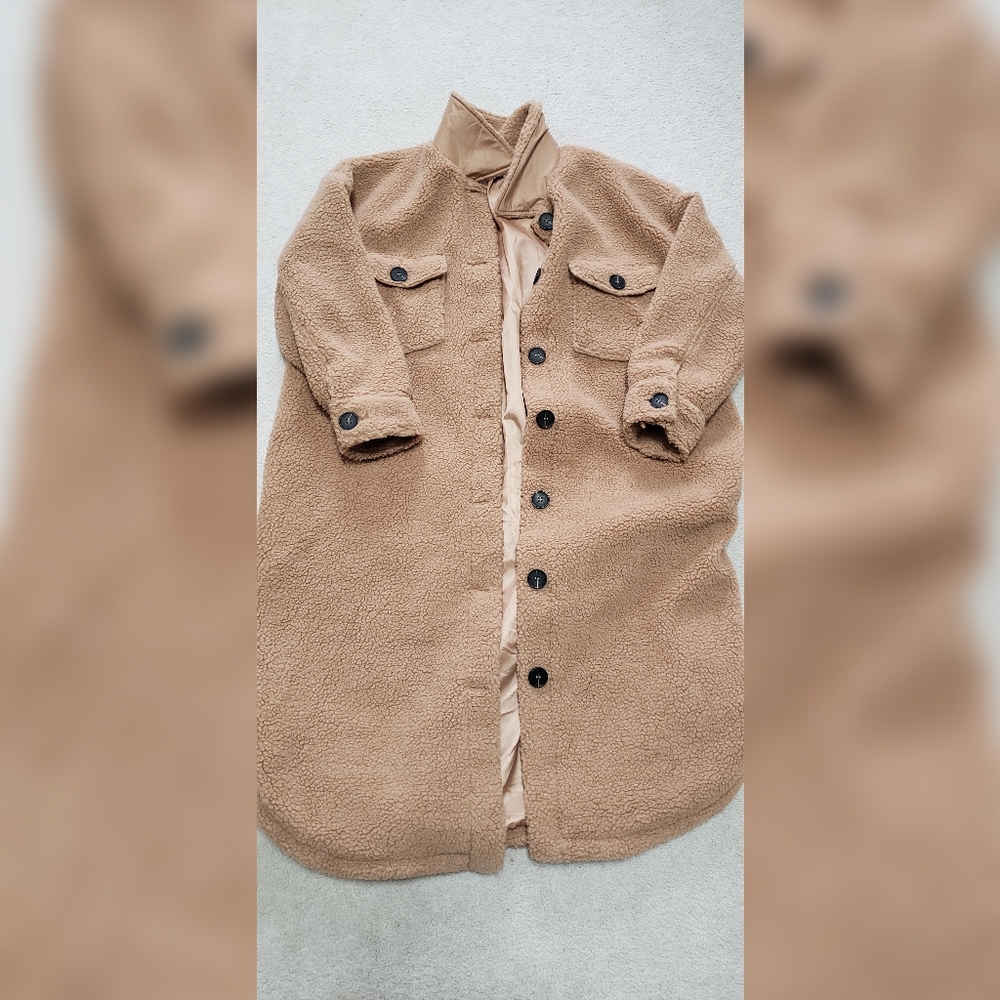 Women brown oversized teddy coat